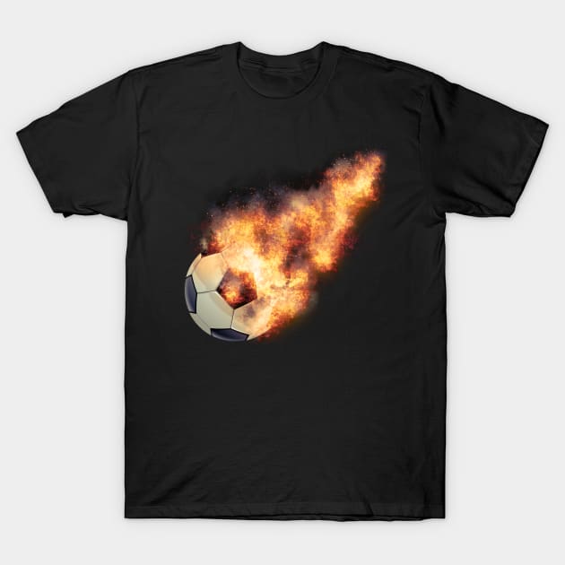 Flaming Soccerball T-Shirt by Ratherkool